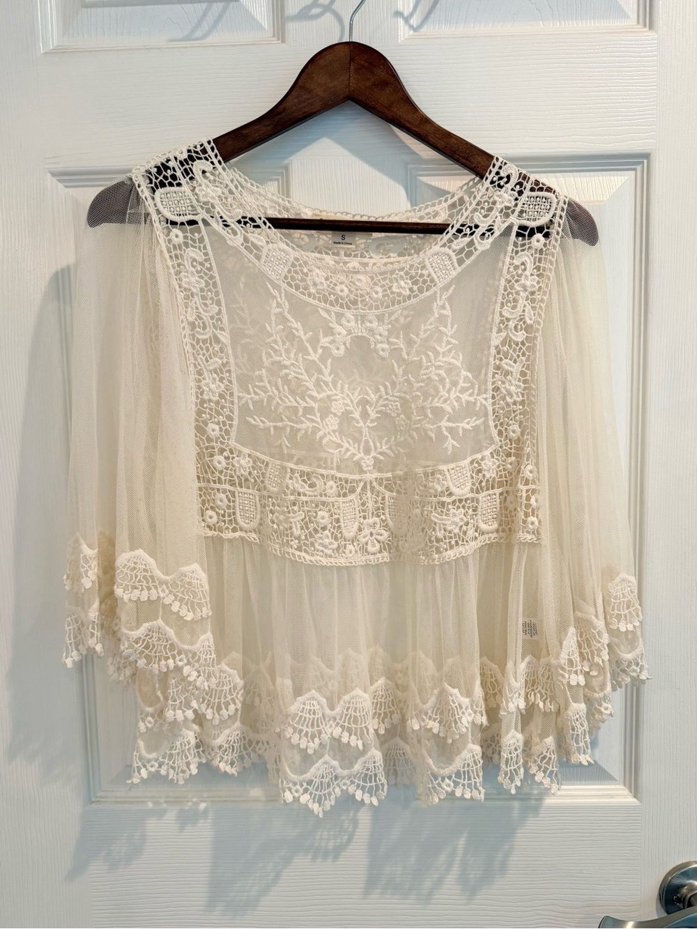 Boho Cream Lace Overlay Blouse